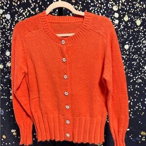 Commense Orange Button-Up Women's Sweater M NWT